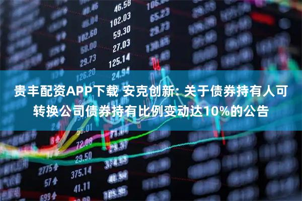贵丰配资APP下载 安克创新: 关于债券持有人可转换公司债券持有比例变动达10%的公告